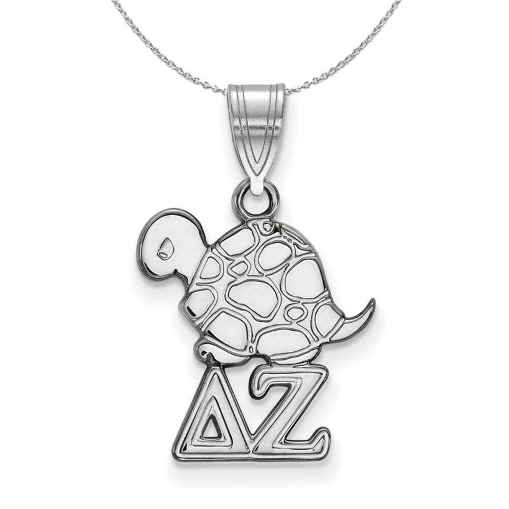 Sterling Silver Delta Zeta Small Pendant Necklace - 24 Inch